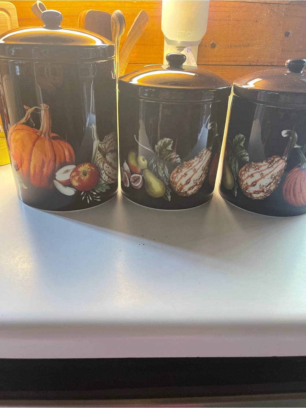 Autumn Harvest Ceramic Canister Set - Pumpkin & Gourd Design  Williams Sonoma